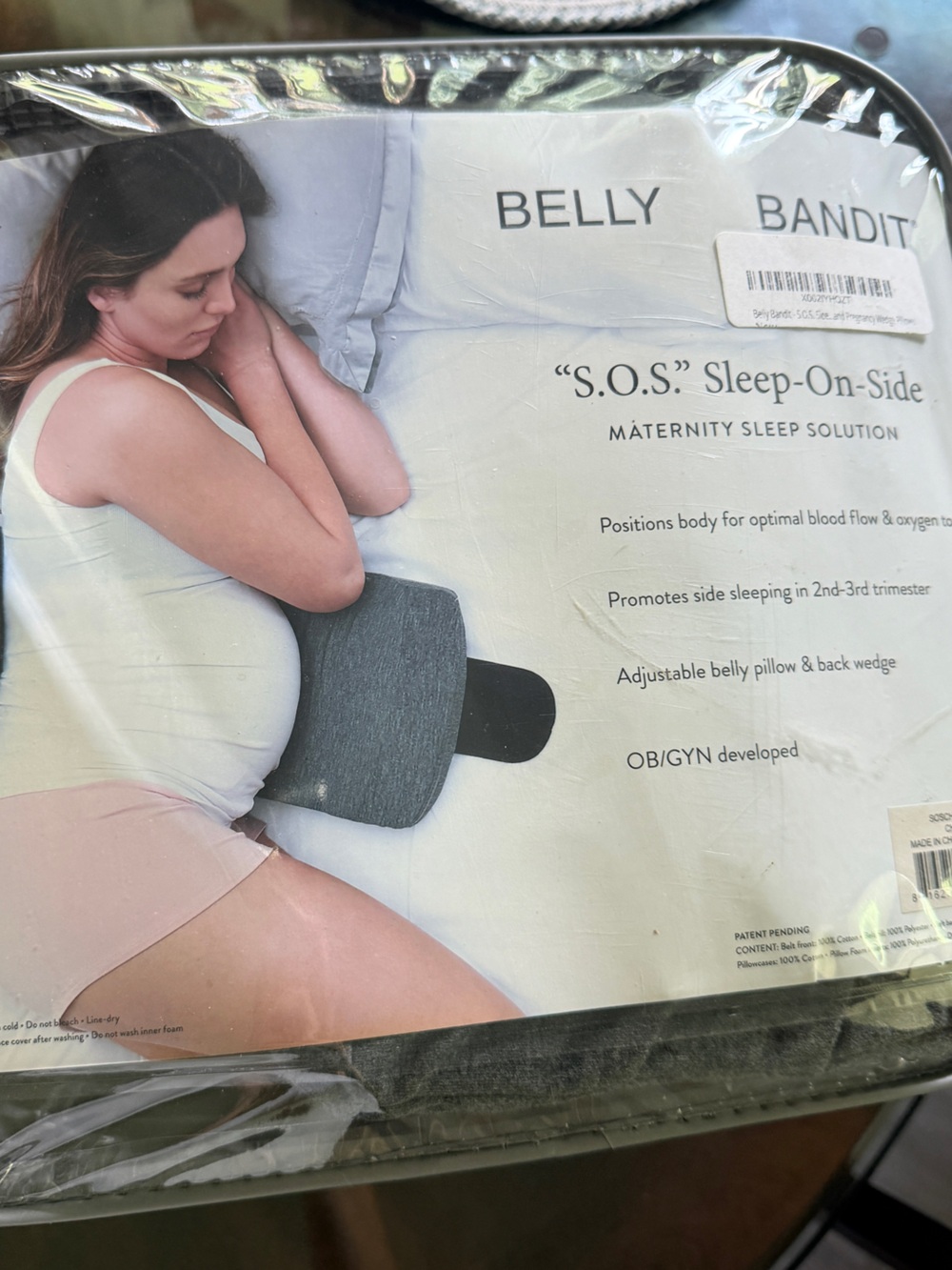 Belly Bandit S.O.S. Sleep-On-Side Maternity Support Pillow - Gray